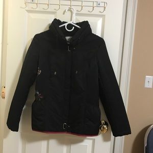 Floral Embroidery Black Jacket